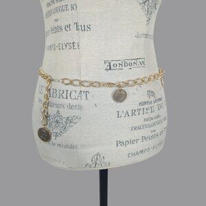 Vintage Gold Medallion Chain Belt Small Coin